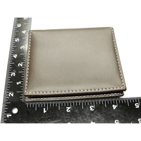 Brown Stitched Money  Leather Wallet Photo Credit Card Cash ID Holder - Picture 2 of 6